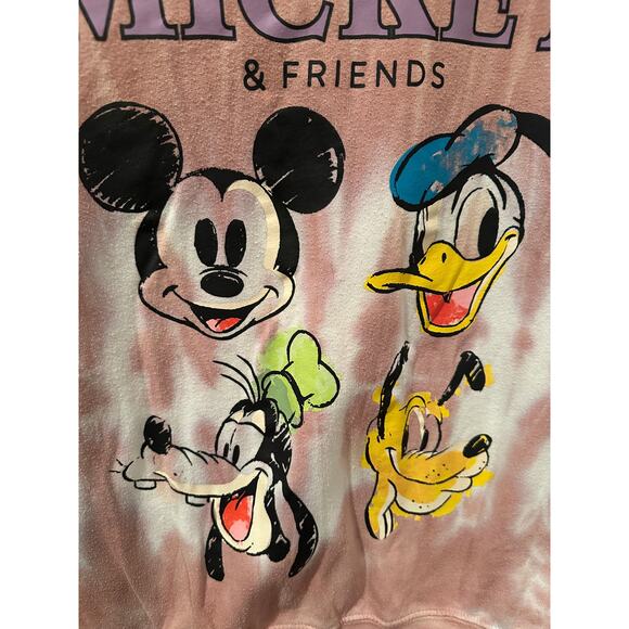 Disney Mickey and Friends Fab Four Donald Goofy Pluto Tie Dye Crew Sweatshirt M - Picture 2 of 3